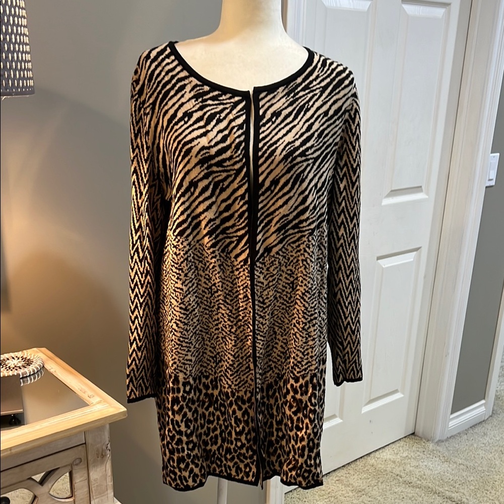 Chico's Animal Print Cardigan - Size 2 (M)